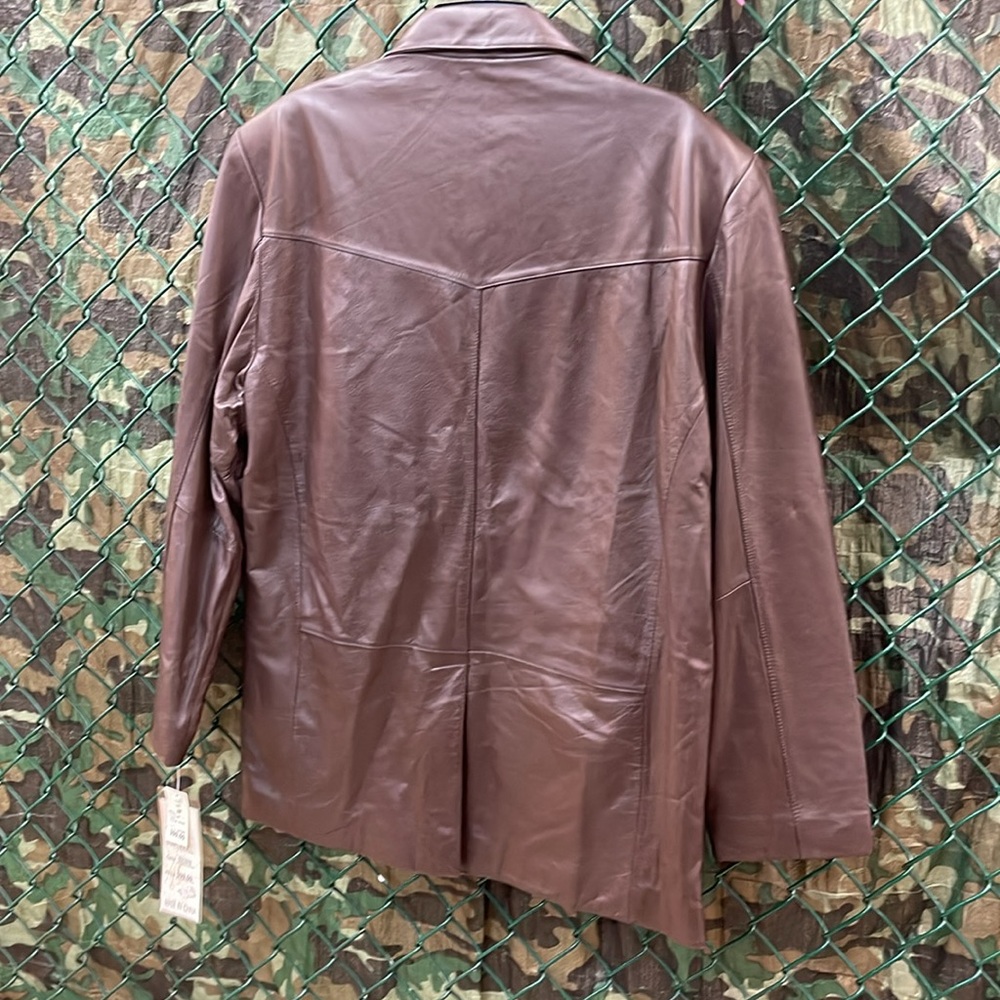 New Men’s Western Cut Two Button Genuine Leather Brown Blazer Jacket 112 - Picture 3 of 7